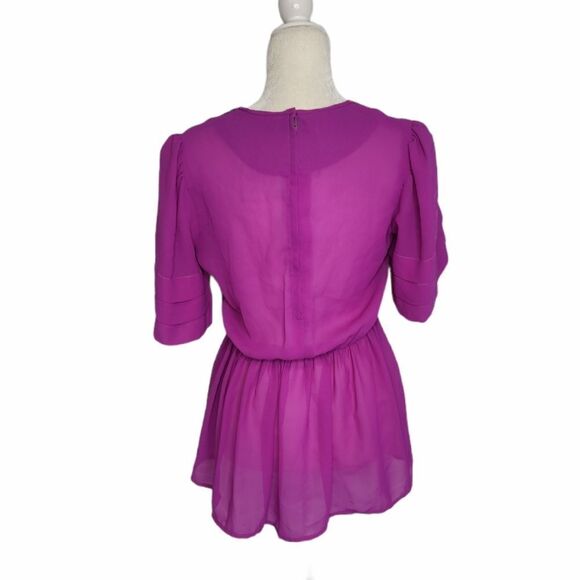 VINTAGE 70s blouse purple Urban Renewal peplum v-neck S - Picture 3 of 12